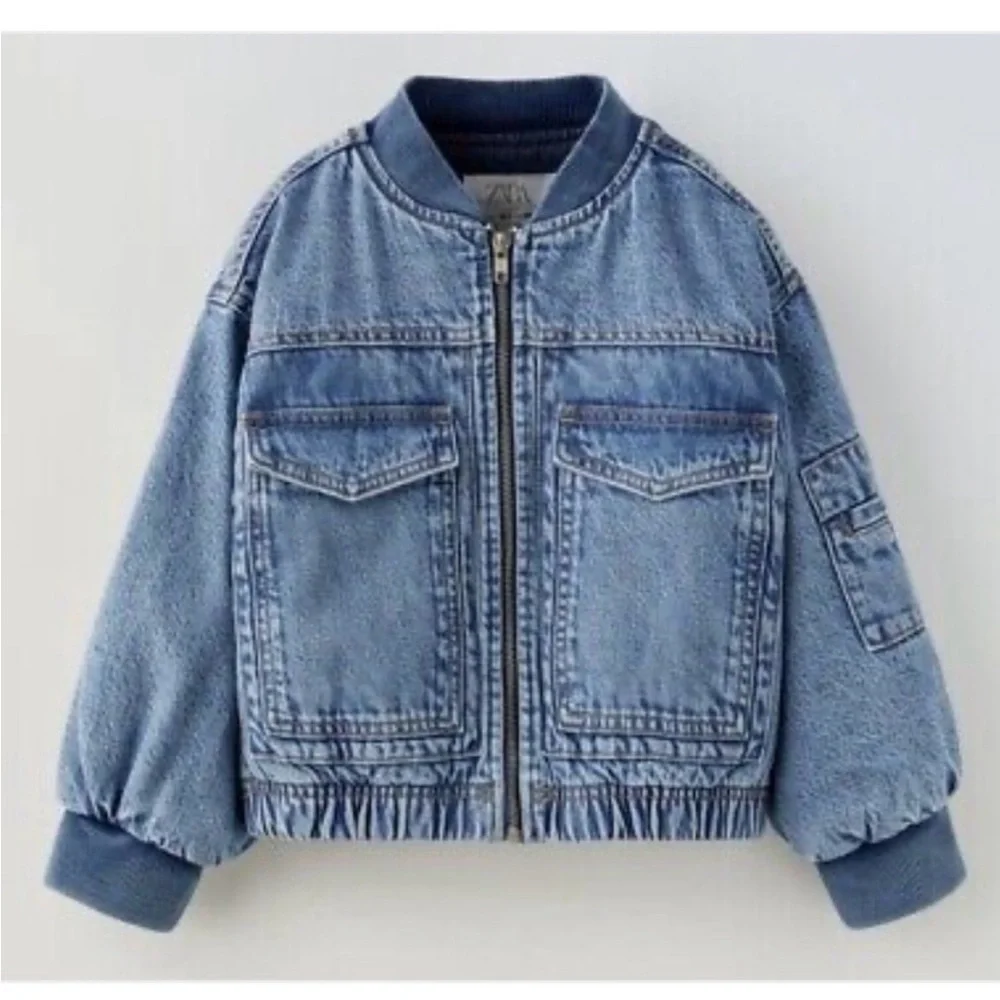 ZARA kids denim bomber jacket insulated fall winter layer size 9-10